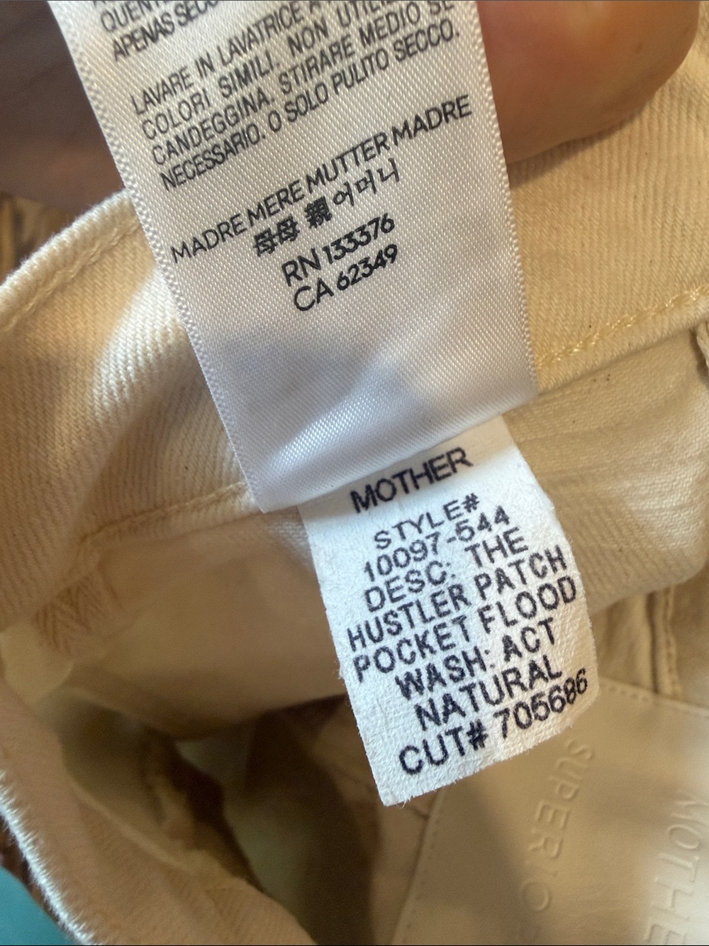 705 MOTHER The Hustler Patch Pocket Flood Jeans Act Natural White Size 28 NWT - Picture 8 of 13